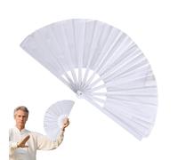Grandi ventole pieghevoli bianche - Range di plastica bianca | Fan pieghevoli portatili | Range di danza per coreografie | Accessori di danza leggera e creativa per la decorazione