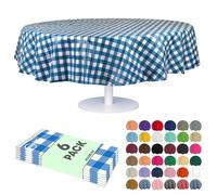 Grandipity Tovaglia di plastica Premium 54 inch. x 274,3 cm. Copertura per tavolo rettangolare 6 - 12 confezione da Dluxware, plastica, Blue Gingham Checkered, 6 Pack 84" Round