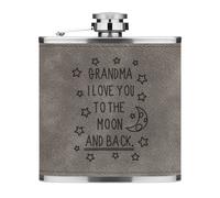 Grandma I Love You To The Moon And Back 170ml Simil Pelle Hip Flask Grigio Funny