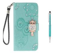 Grandoin Cover Huawei Mate 10 Lite, Floral Bling Sparkly Diamonds Gems Cute Owls Pattern Design Premium PU Custodia in Pelle con Copertina Magnetica Bookstyle Wallet Case for Huawei Mate 10 Lite