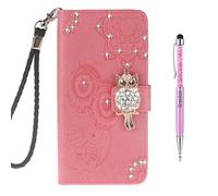 Grandoin Cover Huawei Mate 10 Lite, Floral Bling Sparkly Diamonds Gems Cute Owls Pattern Design Premium PU Custodia in Pelle con Copertina Magnetica Bookstyle Wallet Case for Huawei Mate 10 Lite