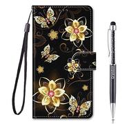 Grandoin Custodia per Redmi 9C, Custodia Retro Flip Case Portafoglio Creativo Disegni Cover in con Chiusura Magnetica + TPU Silicone Posteriore per Xiaomi Redmi 9C (Diamante d'oro)