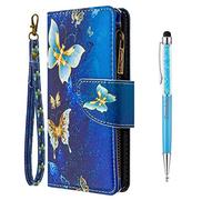 Grandoin Custodia per Samsung Galaxy A70, Creativo Colorato Custodia Retro Cerniera Flip Case Portafoglio Pelle Wallet Magnetica Supporto Cover Cassa Protettiva (Farfalla d'oro)