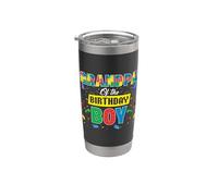 Grandpa Of The Birthday Boy Brick Buiilder Bambini Compleanno Bicchiere termico in acciaio inox doppia parete