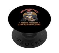 Grandpas wisdom priceless like his old coins PopSockets PopGrip Adesivo