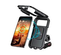 Grandpitstop-Waterproof Handlebar Fully Waterproof Bike/Motorcycle/Scooter Mobile Phone Holder Mount With Fast 15W Wireless & Usb-C Input/Output Charger, Ideal For Maps And GPS Navigation-Black