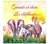 Grands et doux Les éléphants (Calendrier mural carré 2026 30 x 60 cm (ouvert)) Calendrier double avec une page pour vos prises de notes: Dessins au crayon de couleur (CALVENDO Animaux)