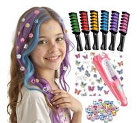 GrandSail Set di gessetti per capelli e timbri e tatuaggi glitterati per bambini con pietre glitterate - Set per acconciature fai da te lavabile per ragazze, regalo per ragazze dai 4 anni ai 12 anni
