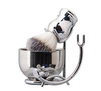 Grandslam Set di Pennelli da Barba Premium, 3 in1 Pennelli da Barba da Uomo, Supporto e Ciotola in Acciaio Inox, Kit Tradizionale per Rasatura a Umido, Set da Barba Manuale per Regalo da Uomo