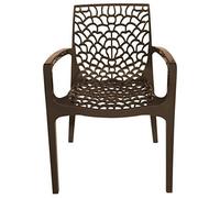 Grandsoleil Sedia per Esterni Impilabile Braccioli 80x52x51 cm Moka Gruvyer