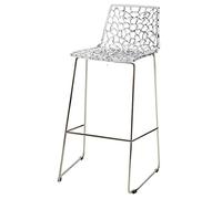 Grandsoleil Upon Spider Fix - Sgabello da Bar in Policarbonato Trasparente, 47 x 50 x 98 cm, Base Cromata, Prodotto in Italia