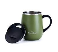 Grandties Tazza da caffè termica con manico - Coperchio scorrevole per bicchiere da vino antischizzi da 473 ml - Bicchiere termico in acciaio inox a doppia parete sottovuoto per mantenere il
