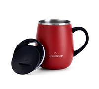 GRANDTIES Tazza da caffè termica con manico - Coperchio scorrevole per paraspruzzi 480 ml Bicchiere da caffè da asporto | Doppia parete in acciaio inox per mantenere le bevande
