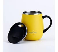 GRANDTIES Tazza termica da caffè con manico, coperchio scorrevole per paraspruzzi, 460 ml, colore: limone