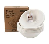 Grandtobuy Set da 6 cestini rotondi per pasta madre da 25,4 cm con paniere per pane, accessori per la panificazione con 30 rivestimenti monouso non tessuti e borsa per il trasporto per pane