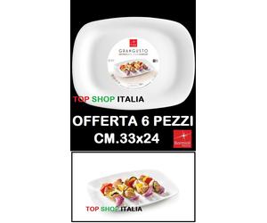 GRANGUSTO PIATTO STEAK 6-PEZZI 33x24 LEGGERO STEAK CARNE BORMIOLI VETRO HORECA