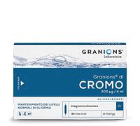 Granions Cromo 200 µg, Mantenimento dei Livelli Normali di Zucchero nel Sangue, Termogenico, Per Tutti, Cromo 200 Picolonato, Glicemia, Integratore per Dimagrire, 30 Fiale