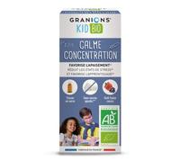 GRANIONS KID BIO Calme ConcentraATION - Certifice - Tripla azione: lenisce + riduce lo stress + favorisce l'apprendimento - Melisse + Papavero - Gout Fragola ribes - 125 ml - Marca francese