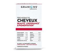 GRANIONS PRO KERACYS | bellezza, crescita e pigmentazione dei capelli | Biotina, Cheratina, L-Cistina, Vive C, D3, E, Zinco, Rame | 56 compresse masticabili | Made in France | Formato 28 giorni