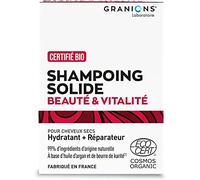 Granions Shampoo Solido Bellezza E Vitalità per Capelli Secchi, Con Olio di Argan, Idrata i Capelli, Certificato Biologico, 99% di Ingredienti Naturali, Granions