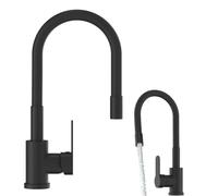 Granitan® Grado Rubinetto da cucina con collo flessibile, doccetta estraibile, rubinetto per lavello con beccuccio girevole a 360°, testa in ceramica, set di rubinetti per cucina