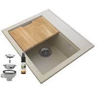 Granitan Lavabo con ripiano da cucina e impregnazione, FOXAL, beige