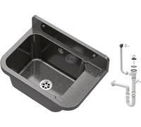 GRANITAN Lavandino da Esterno Moderno per Garage e Lavanderia - Lavatoio per Installazione Interna ed Esterna - Pilozzo da Esterno Giardino - 50x34x31 cm - Nero Figo
