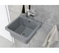 GRANITAN Lavandino da Esterno Moderno per Garage e Lavanderia - Lavatoio per Installazione Interna ed Esterna - Pilozzo da Esterno Giardino - 40x38x22,8 cm - Grigio