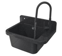 GRANITAN Lavandino da Esterno Moderno per Garage e Lavanderia - Lavatoio per Installazione Interna ed Esterna - Pilozzo da Esterno Giardino - 50x34x31 cm - (Nero + Rubinetto del Lavello FLEX)