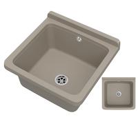 GRANITAN Lavandino da Esterno Moderno per Garage e Lavanderia - Lavatoio per Installazione Interna ed Esterna - Pilozzo da Esterno Giardino - 40x38x22,8 cm - Beige