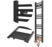 Granitan Termoarredo Bagno 30x100 cm - 271W - Termo Arredo da Bagno - Termoarredo Idraulico - Termosifone da Parete - Nero