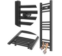 Granitan Termoarredo Bagno 30x80 cm - 224W - Termo Arredo da Bagno - Termoarredo Idraulico - Termosifone da Parete - Nero