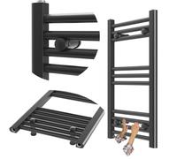 Granitan Termoarredo Bagno 40x80 cm - 232W - Termo Arredo da Bagno - Termoarredo Idraulico - Termosifone da Parete - Nero