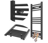 Granitan Termoarredo Bagno 40x80 cm - 273W - Termo Arredo da Bagno - Termoarredo Idraulico - Termosifone da Parete - Nero