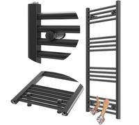 Granitan Termoarredo Bagno 50x110 cm - 434W - Termo Arredo da Bagno - Termoarredo Idraulico - Termosifone da Parete - Nero