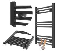 Granitan Termoarredo Bagno 50x70 cm - 273W - Termo Arredo da Bagno - Termoarredo Idraulico - Termosifone da Parete - Nero