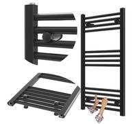 Granitan Termoarredo Bagno 50x90 cm - 344W - Termo Arredo da Bagno - Termoarredo Idraulico - Termosifone da Parete - Nero