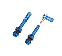 Granite Juicy Nipple Cappucci Valvola e Set di Steli Presta da 44mm con Colori Abbinati, Coprivalvole per Pneumatici con Funzione di Rimozione del Nucleo della Valvola (Blu)