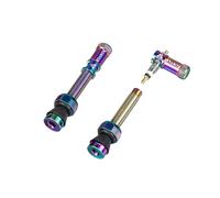 Granite Juicy Nipple Cappucci Valvola e Set di Steli Presta da 44mm con Colori Abbinati, Coprivalvole per Pneumatici con Funzione di Rimozione del Nucleo della Valvola (Oil slick)