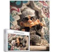 Granny Breaks Through The Wall Puzzle da 1000 pezzi per adulti Graffiti Sfondo Art Puzzle colorato fai da te per la decorazione della casa Regali Puzzle Famiglia Perfetto per serate di gioco 50 × 70