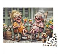 Granny Cocktail Toast Puzzle 1000 pezzi, Giardino risate, Colori vivaci, Arredamento muro, Cartone riciclato, Principianti, Regalo anniversario, 52x38 cm