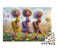 Granny Field Pose Puzzle 1000 pezzi, Travestimento, Difficile, Cartone riciclato, Per puzzler avanzati, 70x50 cm