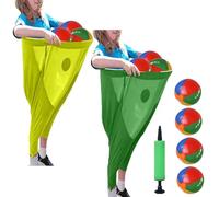 Granny Pants - Set da gioco per attività all'aperto, divertenti pantaloni elasticizzati, per la nonna e la palla, corri e salta, set da gioco gigante all'aperto (giallo + verde, partita di palla)