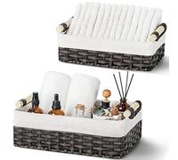 GRANNY SAYS Cestini in vimini, cestini in vimini per mensole, piccoli cestini in vimini per organizzare, cestino da bagno con manici, cestino per carta igienica per retro del WC, set di 2, marrone