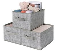 GRANNY SAYS Cestini portaoggetti per armadi, cestini portaoggetti per scaffali, contenitori in tessuto con manici, contenitori decorativi per soggiorno, libreria, grigio, medio, confezione da 3