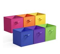 GRANNY SAYS Cubi portaoggetti scaffale, confezione da 6 scatole portaoggetti a cubo in tessuto 33x33, scatole portaoggetti quadrate per scaffali, cubi cestini portaoggetti pieghevoli - Colorato Scuro