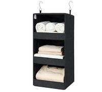 GRANNY SAYS Organizer Armadio da Appendere, Organizer da Appendere con 3 Scomparti, Organizer Armadio Salvaspazio per Vestiti, Nero Appendi Borse da Armadio, Ripiani per Armadio Interno