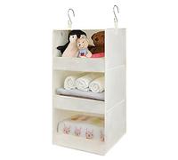 GRANNY SAYS Organizer Armadio da Appendere, Organizer da Appendere con 3 Scomparti, Organizer Armadio Salvaspazio per Vestiti, Beige Appendi Borse da Armadio, Ripiani per Armadio Interno