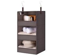 GRANNY SAYS Organizer Armadio da Appendere, Organizer da Appendere con 3 Scomparti, Organizer Armadio Salvaspazio per Vestiti, Appendi Borse da Armadio, Ripiani per Armadio Interno, Marrone scuro