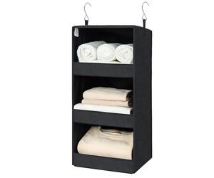 GRANNY SAYS Organizer Armadio da Appendere, Organizer da Appendere con 3 Scomparti, Organizer Armadio Salvaspazio per Vestiti, Nero Appendi Borse da Armadio, Ripiani per Armadio Interno